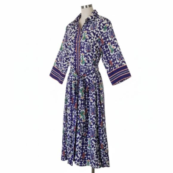 Emily Lovelock Dresses & Skirts - Emily Lovelock Linen Blend Midi Shirt Dress Size Large Cottagecore Scandinavian